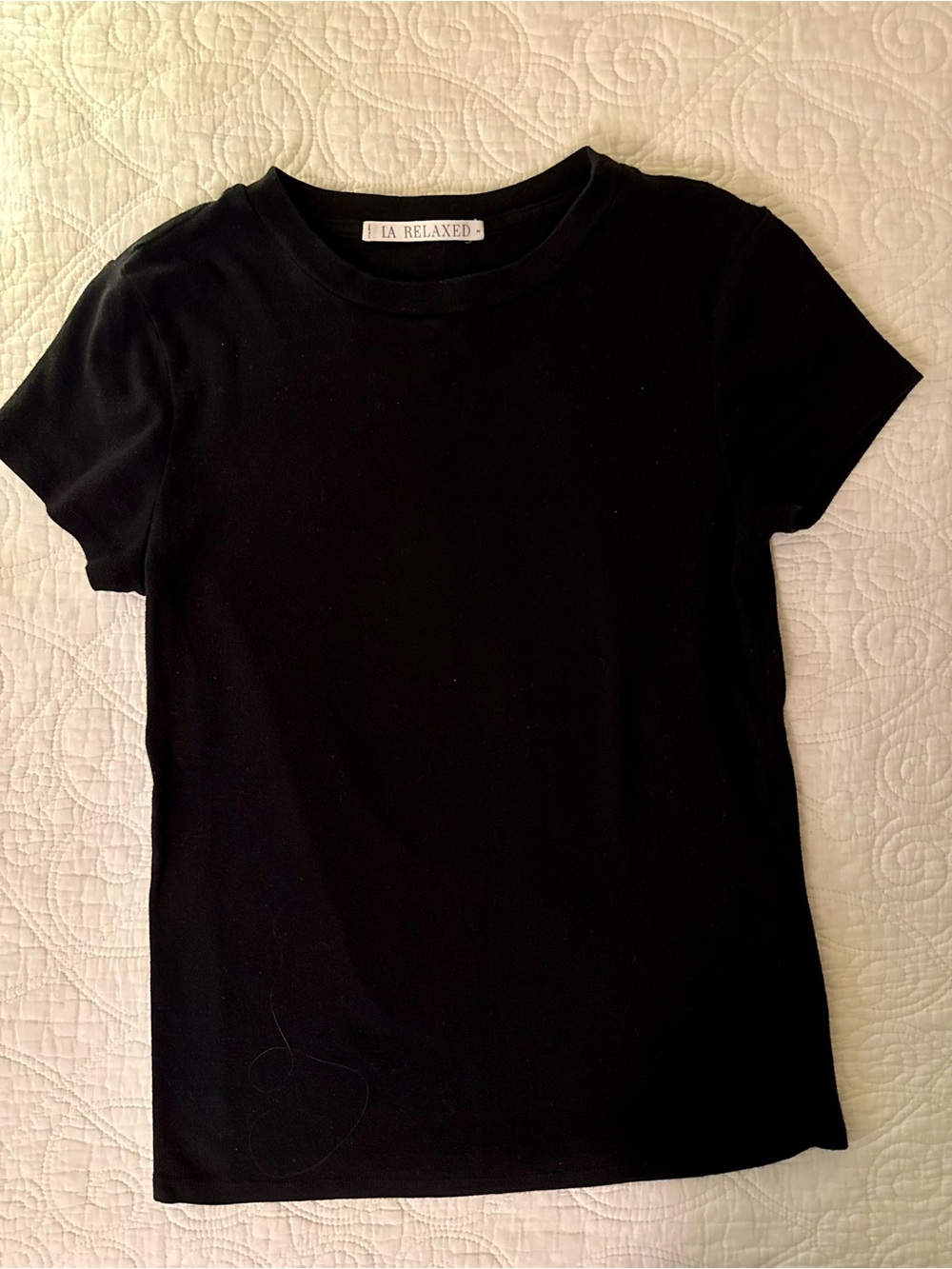 LA Relaxed Women's Black Short Sleeve Crewneck Tee